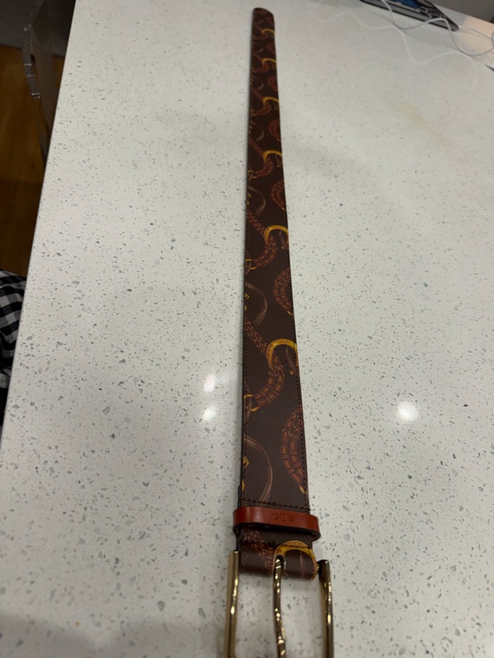 Vintage Lauren Ralph Lauren Brown Patterned Belt with Gold Buckle